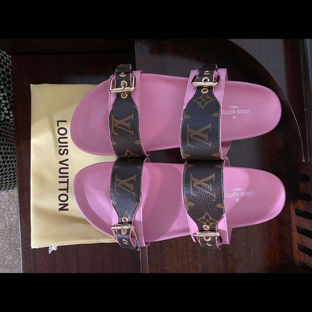 Louis Vuitton Monogram Bom Dia Flat Mule Pink